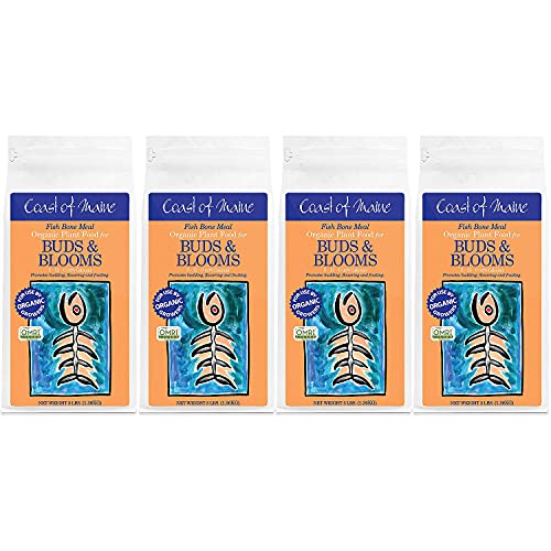 Coast of Maine OMRI Listed Fish Bone Meal Pack Organic Compost Potting Soil Blend for Container Gardens and Flower Pots 3 Pound Bag (4 Pack)