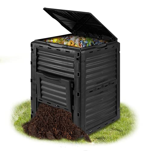 DNYKER Outdoor Compost Bin80 GallonBPA FreeUV ProofEasy Assembly Without ToolsAll Season Large Composte Bin Outdoor GardenMade of Recycled Black PlasticFast Creation of Fertile Soil