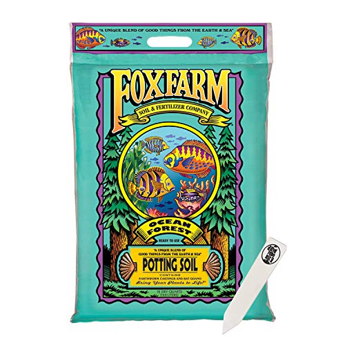 The Hydroponic City FoxFarm Ocean Forest Potting Soil Mix Indoor Outdoor for Garden and Plants  Plant Fertilizer  12 Quart  THCity Stake