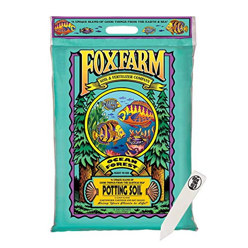 The Hydroponic City FoxFarm Ocean Forest Potting Soil Mix Indoor Outdoor for Garden and Plants  Plant Fertilizer  12 Quart  THCity Stake
