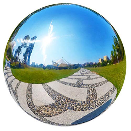HomDSim 35cm14inch Diameter Gazing Globe Mirror BallThickness 05mm Silver Stainless Steel Polished Reflective Smooth Garden SphereColorful and Shiny Addition to Any Garden or Home