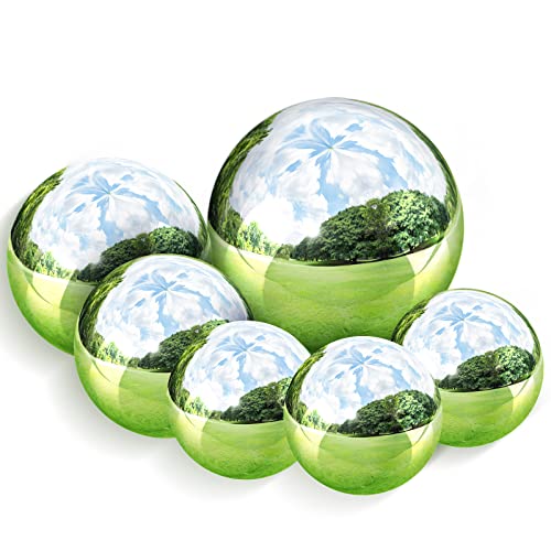 MOLIGOU Mirror Gazing Balls 6 Pcs 76160mm Diameter Reflective Spheres 304 Stainless Steel Gazing Globes for Garden Pond Yard