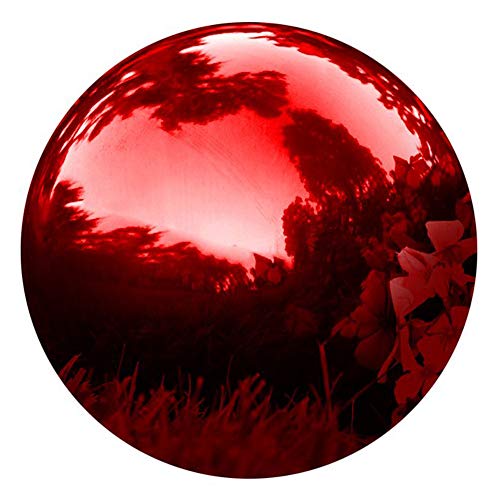 25 cm10 inch Garden Sphere Mirror Gazing BallRed Stainless Steel Polished Reflective Smooth Hollow Globe BallDurable Colorful and Shiny Decorations Addition to Garden Patio Yard Home