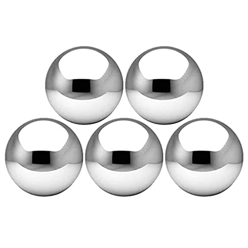 Kamonda 5 Pieces Stainless Steel Gazing Balls Mirror Polished Hollow Ball Reflective Sphere Gazing Balls Silver