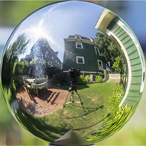 OXSNice 14 inch Gazing BallSilver Stainless Steel Garden Sphere Mirror Globe BallPolished Reflective Smooth Hollow BallDurable Shiny Decorations for Garden Patio Yard Home
