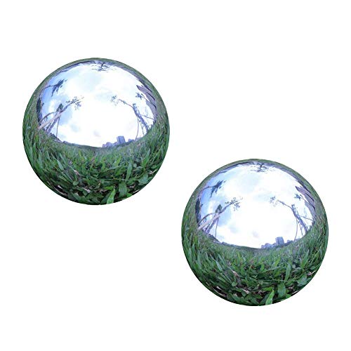 Pack of 2 Stainless Steel Hollow Gazing Ball Mirror Polished Shiny Sphere for Home Garden Ornament (4 Inch)