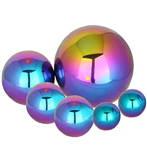 zosenda Stainless Steel Gazing Ball 6 Pcs 50150 mm MultiColour Mirror Polished Hollow Ball Reflective Garden Sphere PreDrilled Gazing Globe for Home Garden Ornament Decorations