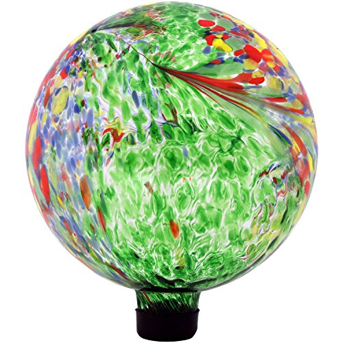 Sunnydaze Green Artistic Gazing Globe Glass Garden Ball Outdoor Reflective Lawn and Yard Ornament 10Inch