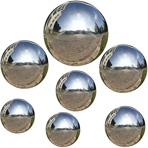 7pcs 47in39in3in25in Diameter Gazing Globe Mirror BallSilver Stainless Steel Polished Reflective Smooth Garden SphereColorful and Shiny Addition to Any Garden or Home