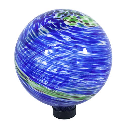 Echo Valley 8140 Illuminarie GlowinTheDark Glass Gazing Globe 10Inch Light Blue Swirl
