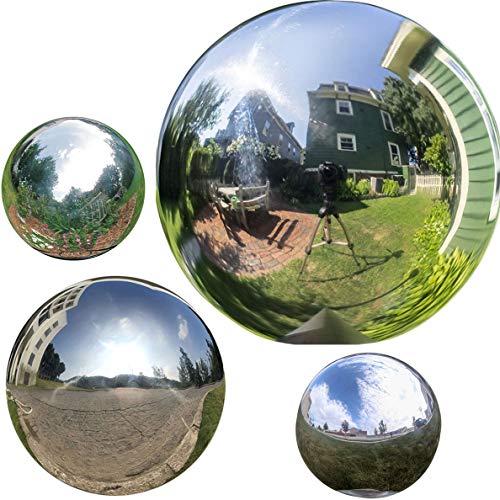 HomDSim 4pcs 5in6in8in Diameter Gazing Globe Mirror BallSilver Stainless Steel Polished Reflective Smooth Garden SphereColorful and Shiny Addition to Any Garden or Home