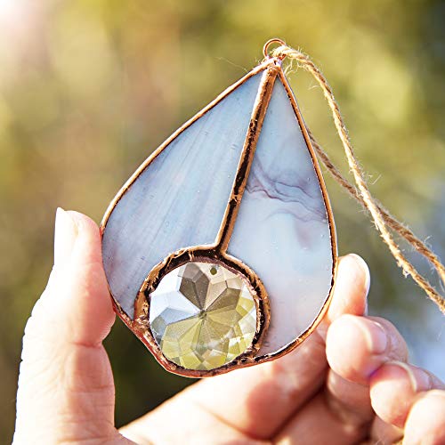 HD HYALINE  DORA Art Stained Glass Suncatcher Teardrop Ornament Suncatchers Hang for Window Wedding Party