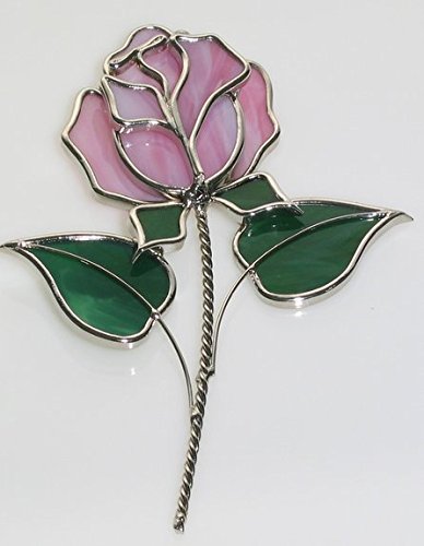 Pink Rose Stained Glass Suncatcher