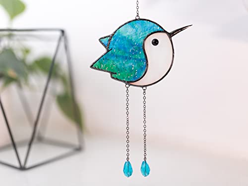 Stained Glass Bird Window hangings  Sun Catcher Hummingbird Decor  Suncatcher for Window Bird Decorations for The Home  Cute Hummingbird Gifts for Women Size  55×35 INCH