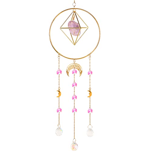 Brynnl Handmade Sun Catcher Gold Plated Suncatcher Crystals Hanging Prism Sunshade IndoorsOutdoors Ornament  Crystal Sunshade for Garden Window Cars Home Decor Fairy Gift