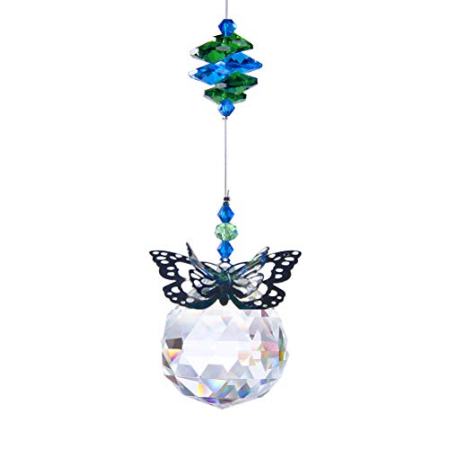 HD 40 mm Handmade Butterfly Crystal Ball Prism Rainbow Maker Hanging Suncatcher Home Wedding Decoration Favors
