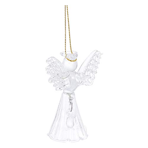 IMIKEYA Blessing Angel Wind Chime Clear Fairy Wing Wind Bells Handmade Glass Suncatcher Ornament Crystal Hanging Pendant Wall Art for Backyard Garden Wedding Decor Random Style