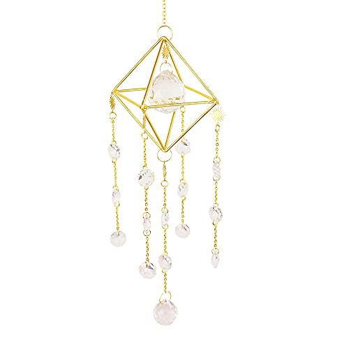Crystal Suncatcher Prism Balls Hanging LOOGOOL Metal Frame with Clear Prism Ball Indoor Window Sun Catchers Ideal for Home Office Party Decoration