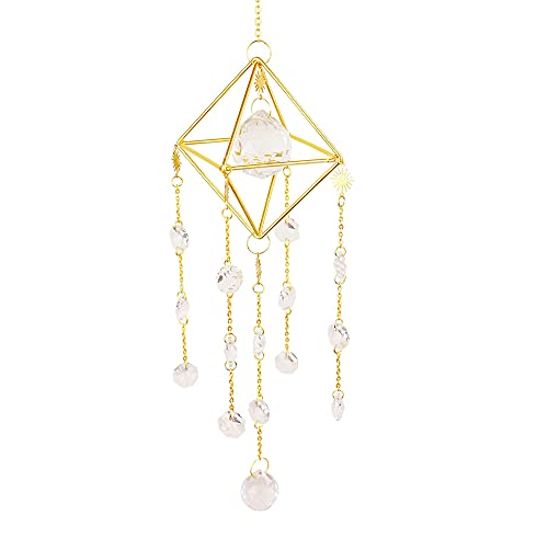 Crystal Suncatcher Prism Balls Hanging LOOGOOL Metal Frame with Clear Prism Ball Indoor Window Sun Catchers Ideal for Home Office Party Decoration