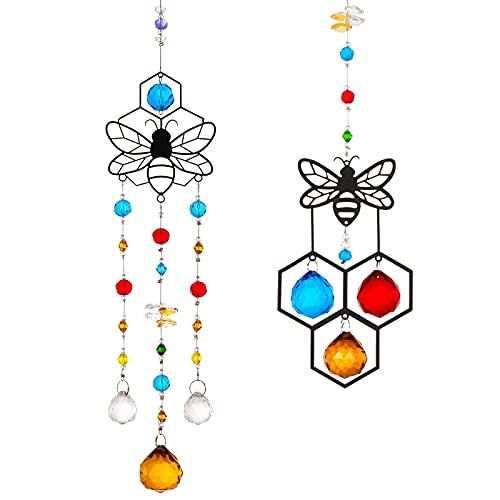 Fuyamp 2 Packs Crystal Sun Catchers for Windows Beer Sun Catchers with Crystals Ball Prisms Hanging Crystals Ornament Rainbow Maker for Home Garden Office Wedding Christmas Decoration