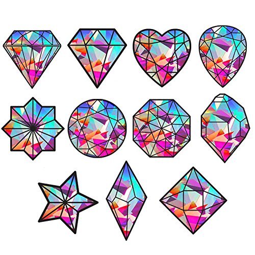 GEMS Series Rainbow Window Sun Catchers  Prismatic Holographic Window Decals  Anti Collision Window Stickers for Birds