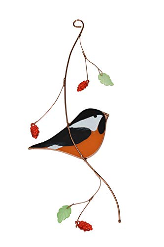 Lolitarcrafts Chickadee Stained Glass Sun Catcher for Window Decoration Outdoor Garden Decor A Lovely Gift for Your Family
