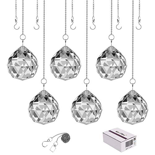 MerryNine Clear Crystal Ball Prism Sun Shine Catcher Rainbow Pendants Maker Hanging Crystals Prisms for Windows for Feng Shui for Gift(40mm157 6pack)