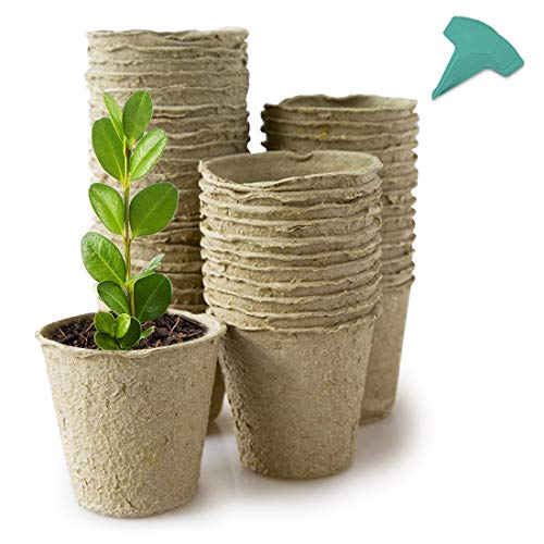 GROWNEER 120 Packs 3 Inch Peat Pots Plant Starters for Seedling with 15 Pcs Plant Labels Biodegradable Herb Seed Starter Pots Kits Garden Germination Nursery Pot