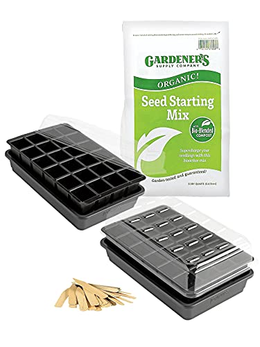 Organic GrowEase 24 cell Seed Starting Success Kit Organic Seed Starting Mix Germination Dome  Wooden Seedling Markers Included