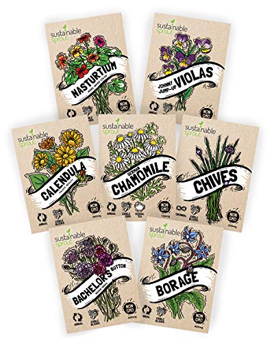 Edible Flower Seeds Variety Pack  100 Non GMO  Nasturtium Viola Calendula Chamomile Chives Bachelor Button Calendula Borage for Planting in Your Edible Blooms Culinary Garden