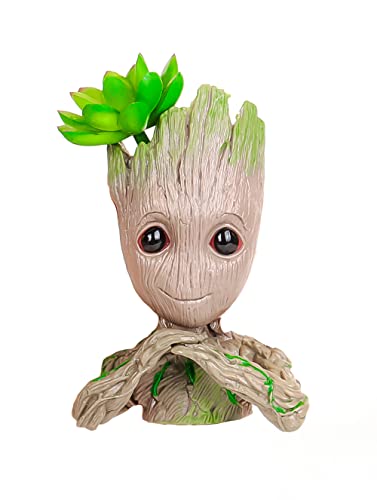 Baby Groot Planter Flower Pot  Baby Groot Head Flower  Succulent Planter Pot with Drain Hole Small Cactus Flower Gardening Pots Indoor  Outdoor for Under 4 inch Succulent  Thoughtful Baby Groot