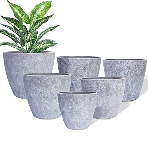 Plant Pots 6pcs 75655854236 Inch Planters Flower Pots with Drainage Hole Modern Decorative Planter for Indoor Outdoor Plants Succulents Flowers  Cactus Perfect for Home Bedroom Garden