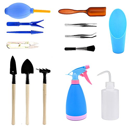 14 Pieces Mini Garden Tools Set，Succulent Transplanting Hand Tool Set include Shovel Rake Spade for Indoor Plant Care Gardening Lovers Christmas Gift