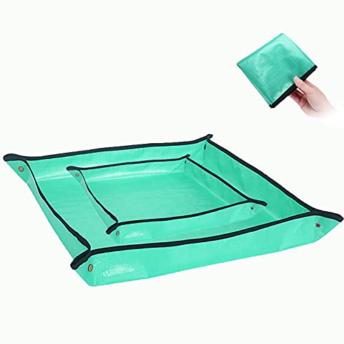 WANZHU 2PCS Plant Repotting Mat Foldable Garden Work Cloth Waterproof Thicken Gardening Mat Change Soil Watering Pads for Indoor Bonsai Succulents Plant Care（394and 268）