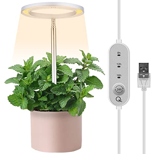Horior Ring LED Plant Grow Light for Indoor Potted Plants Led Growing Lamp for Succulent Desktop Hydroponics Led Growing Herb Garden with Automatic Timer Height Adjustable