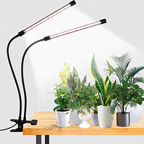 GooingTop LED Grow Light6000K Full Spectrum Clip Plant Growing Lamp with White Red LEDs for Indoor Plants5Level DimmableAuto On Off Timing 4 8 12Hrs