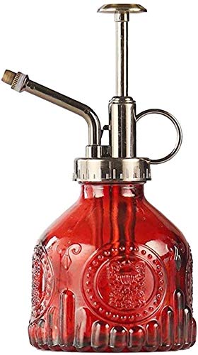 Hovico Glass Watering Spray Bottle 63 Inches Tall Vintage Style Spritzer Bronze Plastic Top Pump Watering Can Glass Spary Bottle Plant Misterfor House Plants Garden Home Decora (Red)