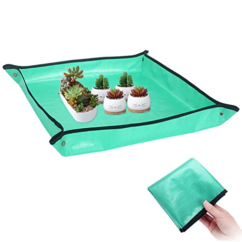 PE Plant Repotting Mat Waterproof Transplanting Mat 394 x 394 Indoor Succulent Potting Mat Portable Gardening Mat Foldable Anti Dirty Thicken Soil Watering Pads for Bonsai Succulents Care