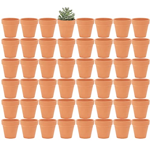 Yishang 2 inch Samll Terracotta Pots with Drainage HolesMini Clay Ceramic Pottery PlanterCactus Flower Nursery Terra Cotta Potsfor IndoorOutdoor Succulent PlantsCraftsWedding Favor48 Pack