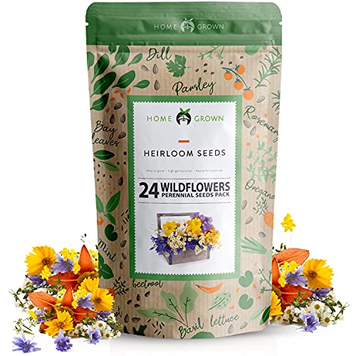 Wildflower Seeds  Bulk Mix of 24 Different Varieties of NonGMO Wildflower Seeds 3oz  Bee and Butterfly Garden Seeds  Colorful Perennial Flower Seeds  American Wildflower Seeds for Your Garden