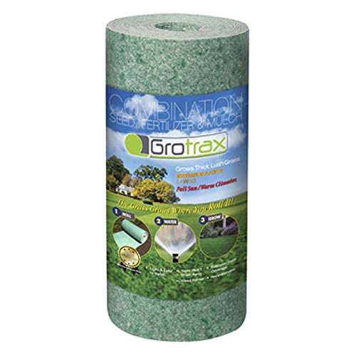 Grotrax Biodegradable Grass Seed Mat  50 SQFT Bermuda Rye  Grass Seed and Fertilizer All in One for Lawns Dog Patches  Shade  Just Roll Water  Grow  No Fake or Artificial Grass