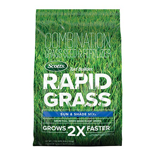 Scotts Turf Builder Rapid Grass Sun  Shade Mix up to 8000 sq ft Combination Seed  Fertilizer Grows in Just Weeks 16 lbs