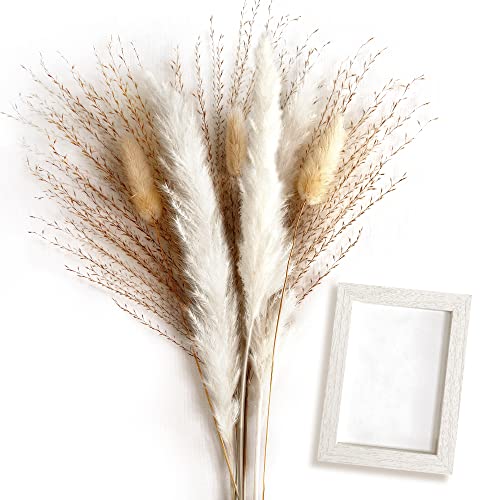 Pampas Grass with Free Wooden Frame  18 9pcs Natural Dried Pampas Grass Decor for Home Arrangements Pampas Grass Dried Pampas Grass Faux Pampas Grass pompous Grass Natural Pampas Grass