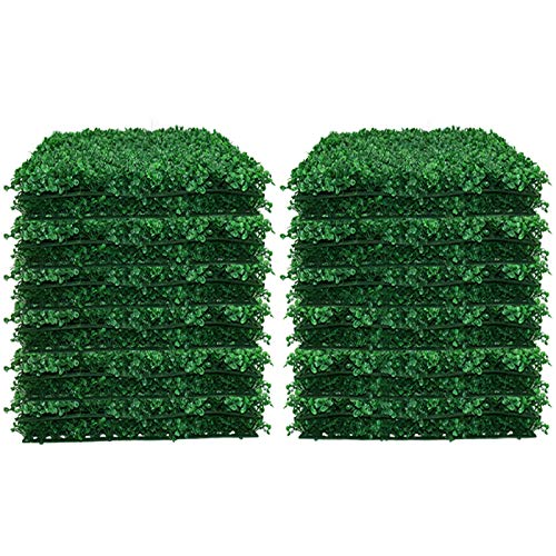 24pcs Boxwood Panels  20x20 Artificial Faux Hedge Plant for 66 SQ Feet Per Boxwood Hedge Set  Use for UV Protection Indoor Outdoor Fence Privacy Screen Grass Wall Greenery Backdrop Dark Green