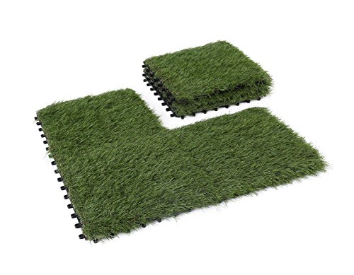 GOLDEN MOON Artificial Grass Turf Tile Interlocking Selfdraining Mat 1x1 ft 15 in Pile Height 6 Pack