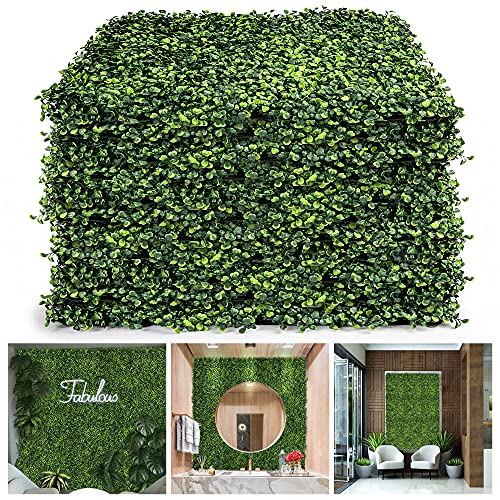 Growalnut 12 Pieces Boxwood Hedge Wall Panels with UV Protection 20 x 20 Artificial 4 Layers Plant Wall Suitable as Privacy Fence Screen Decoration for Backdrop Indoor Outdoor Home Office