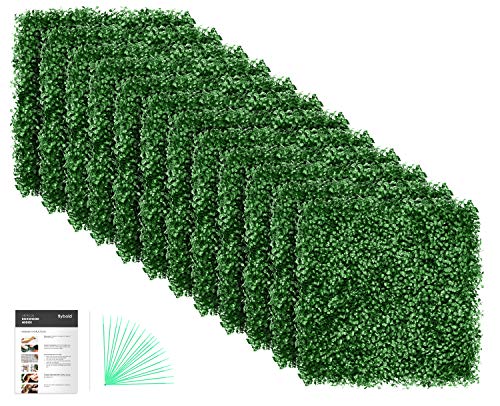 flybold Grass Wall Panel Boxwood Hedge Wall Panels Grass Backdrop Wall with UV Protection for Artificial Green Wall Privacy Fence Backyard Screen Outdoor Wedding Decor 20 x 20 Pack of 12