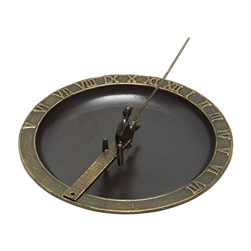 Whitehall Products Fisherboy Sundial Birdbath French Bronze