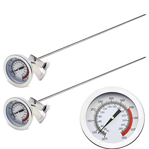 Efeng Oil Thermometer deep Fry(2 Pack) with Clip  15 Long stem  Classical Candy ThermometerLong Fry Thermometer for Turkey FryerTall potsBeefLambMeat Food Cooking