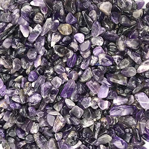 SNAKTOPIA Amethyst Small Tumbled Chips Crushed Stone Healing Reiki Crystal Reiki Chakra Stone Making Home Decoration vase fillers Plants Flower pots Decor 02~05in Weight 074 ib (174ib Amethyst)